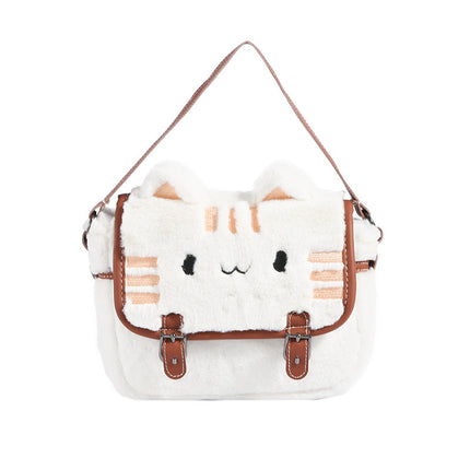 Cute Cat Plush Small Bag Shoulder Bag New Online Popular High Color Value Cartoon Plush Doll Handbag Women's Bag