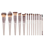 14 champagne colored makeup brushes