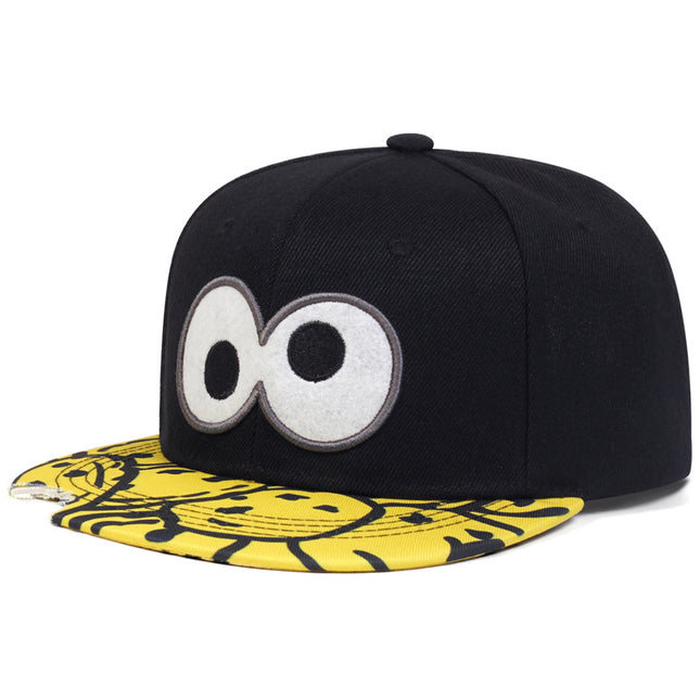 Cross-Border Foreign Trade New Adult Hat Embroidered Eyes Flat Brim Hip-Hop Baseball Cap Outdoor Sun Protection Peaked Cap