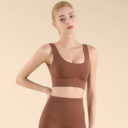 New One-piece V-shaped Backless Wide Shoulder Strap Sports Underwear Women's Yoga Beautiful Back Dance Pilates Sports Bra