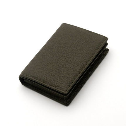Cross-Border Hidden Buckle Mirror Window Genuine Leather Business Card Holder for Men and Women Large Capacity Business Card Holder First Layer Cowhide Card Holder
