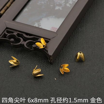 Iron octagonal pointed leaf rounded five-petal flower holder petals handmade diy made hairpin tassel antique material accessories