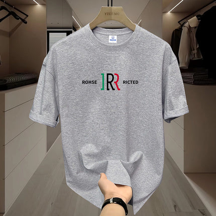 Summer Trendy All-match Breathable Pure Cotton Short-sleeved T-shirt Men's Teenagers Loose Round Neck Casual Half-sleeved T-shirt