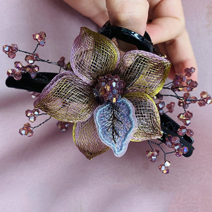 Cross-border high-grade handmade copper wire woven flower clip metal clip back head coil hair large shark clip hair accessories