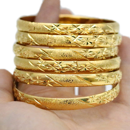 Wholesale cross-border Xiyin TEMU men's and women's 8mm Vietnam sand gold buckle open car flower bracelet vacuum plating color retention