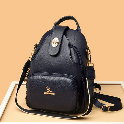 Cross-border Wholesale Soft Leather Backpack Women's New Fashion All-match Multi-function Backpack All-match Backpack