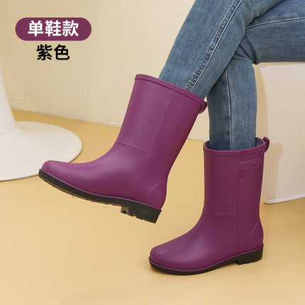 Fashionable Rain Boots for Women, Mid-Calf Women's Water Shoes, Women's Adult Velvet Rain Boots, Non-Slip Half-Tube Water Boots, Women's Rubber Shoes Wholesale