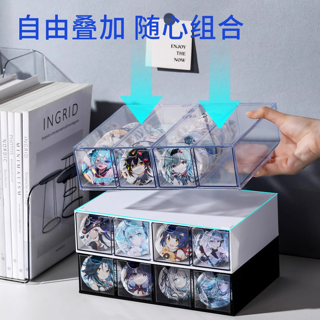 Four-Compartment Storage Box Mini Desktop Drawer-Type Storage Box Small Storage Jewelry Handbook Office Organizing Cabinet