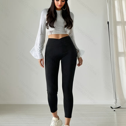 New Women's High-Waisted Straight-Leg Slim-Fit Versatile High-Elasticity Seamless Leggings Women's Cropped Leggings