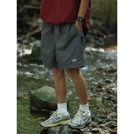 Summer Outdoor Mountain Style Solid Color Shorts Men's Trendy Quick-Dry Japanese Loose Casual Versatile Beach Knee-Length Shorts