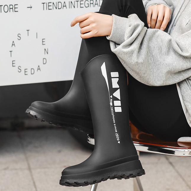 Korean-Made Single-Layer Russian Cross-Border Fashion High-Top Women's Rain Boots, Non-Slip Waterproof Rubber Shoes, Versatile New Style