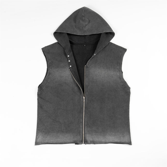 ETAI Men's Wear | American Retro Cardigan with Hat Heavy Sleeveless Top high quality Washed Spray Monkey Scattered T-Shirt