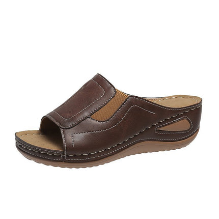 In Stock 2025 New Large Size Slippers Cross-Border Amazon Wholesale Open-Toe Wedge Foreign Trade Slippers Women Sandals