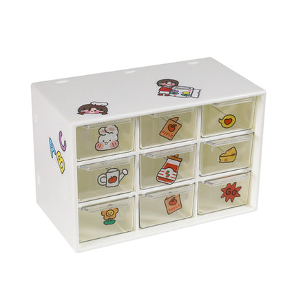 ZT0039 Student ins Jiugongge Pull-out Dustproof Storage Box Desktop Cosmetics Stationery Jewelry Six Palace