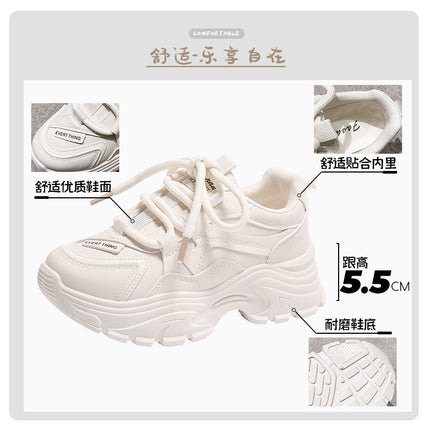 Full Leather Sports Shoes for Women Fleece-Lined 2025 New Spring & Fall Student Soft Sole Waterproof Anti-Slip White Thick Sole Dad Shoes