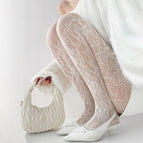 Large flowers - white / Fishnet stockings-one size fits all