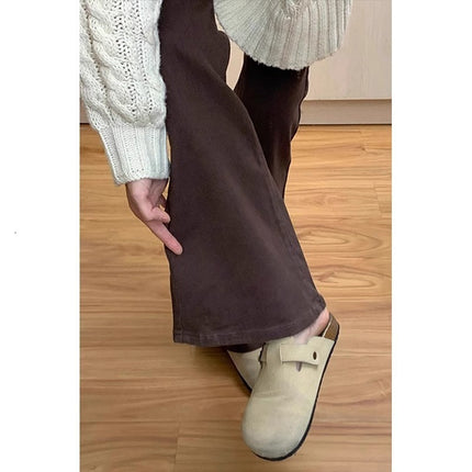 Coffee-colored Micro-blare Jeans Women's Spring Trendy All-match New High Waist Stretch Slim Slim Fit Flare Pants