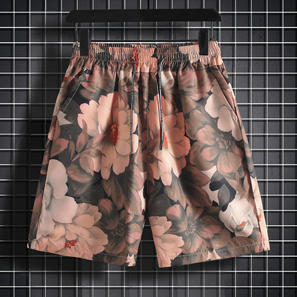 Hawaii Seaside Casual Shorts Men's Summer Ins Flower Pants Couple's Beach Pants Fashionable Loose Sports Pants