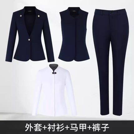 Chinese retro professional suit women's suit formal wear Hotel manager Front desk reception sales department jewelry shop overalls