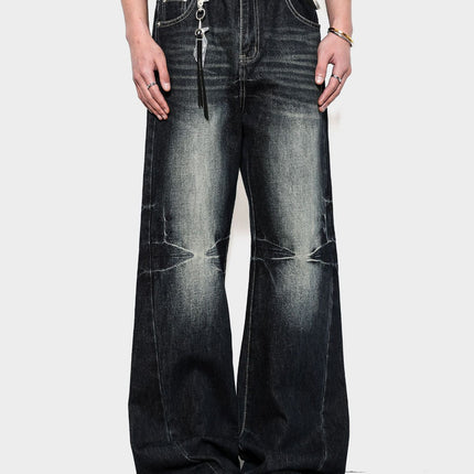 American Retro Washed Whiskered Cleanfit Jeans for Men and Women, New Flared Slimming Floor-Length Vintage Pants