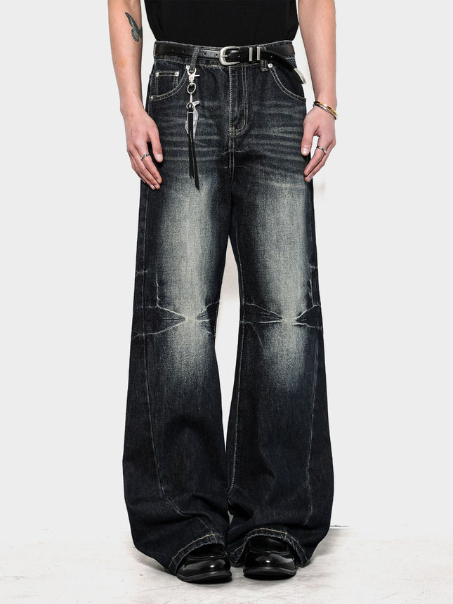 American Retro Washed Whiskered Cleanfit Jeans for Men and Women, New Flared Slimming Floor-Length Vintage Pants
