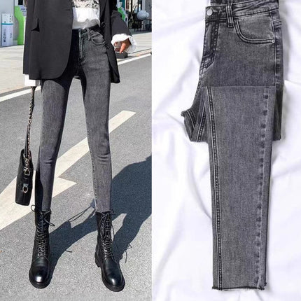 High-Waisted Women's Jeans Spring and Autumn 2025 New Slim Fit Pencil Versatile Stretchy Fashion Skinny Pencil Pants Trendy
