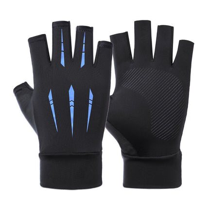 Cycling Gloves, Outdoor Driving Gloves, Electric Vehicle Sun Protection Gloves, Non-Slip Touch Screen Fingerless Gloves, Men's Fishing Ice Silk Gloves Wholesale