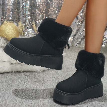 Thick-Soled Snow Boots for Women 2025 New Winter Export Large Size Fleece-Lined Warm Fur Short Cotton Boots Ready for Sale