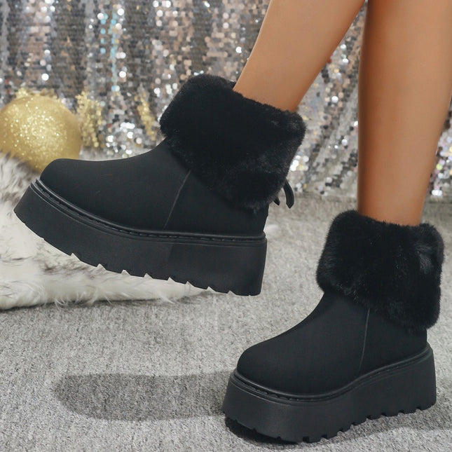 Thick-Soled Snow Boots for Women 2025 New Winter Export Large Size Fleece-Lined Warm Fur Short Cotton Boots Ready for Sale