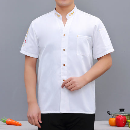 Catering Chef Work Clothes Kitchen Clothes plus size Long Sleeve Hotel Kitchen Chef Clothing Men's Short Sleeve Printed and Embroidered logo