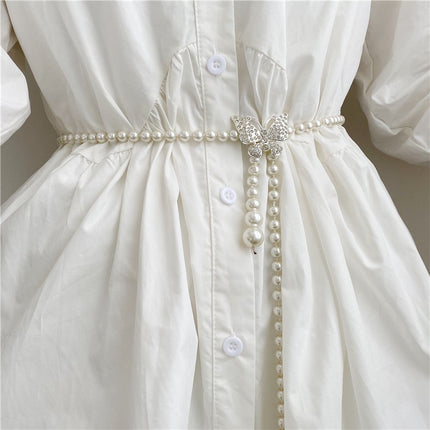 Tweed Style Pearl Waist Chain Decoration Summer Dress High-End Elegant Accessible Luxury Style Fashionable Simple Pearl Chain