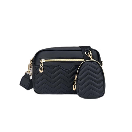 Dropshipping Women's Quilted Pattern Crossbody Bag Casual Normcore Shoulder Bag with Mini Money Hanging