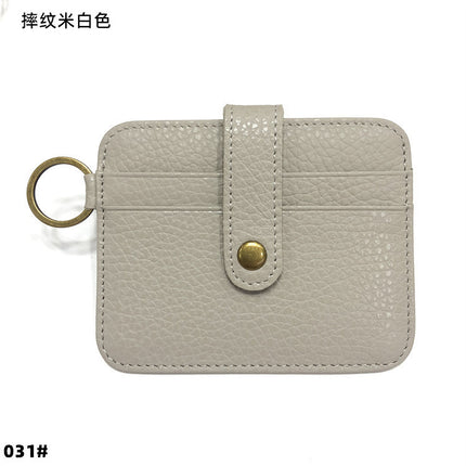 Vintage Oil Wax Leather Buckle Genuine Leather Card Holder Men's Multifunctional Cowhide Women's Coin Purse with Key Ring Driver's License Holder