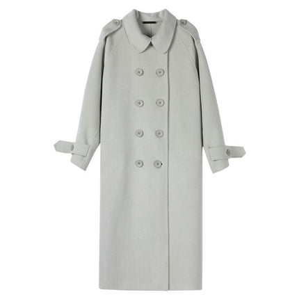 Woolen Coat Mid-length Woolen Coat Autumn and Winter New Hepburn Style Over-the-Knee Straight Elegant Women's Clothing