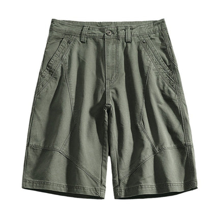 Pure Cotton Tooling Shorts Men's Summer Japanese Tooling Sports Fashion All-match Solid Color Stitching Six-point Casual Shorts