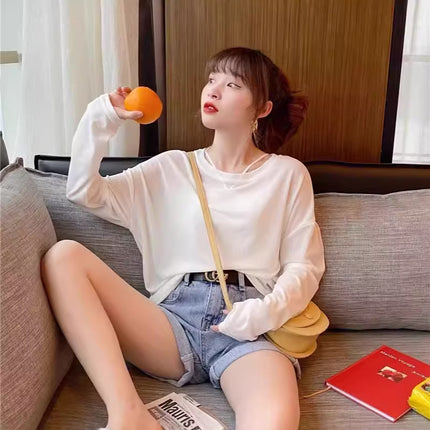 Wholesale T-Shirt for Women 2025 New Short-Sleeved Popular Summer Right Shoulder Ice Silk Mesh Top Slightly See-Through Facial Mask Bottoming Shirt