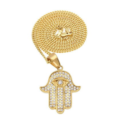 European and American Hip-Hop Stainless Steel Pendant Necklace Punk Rock Style Real Gold Electroplating Simple Versatile Pendant Necklace Wholesale