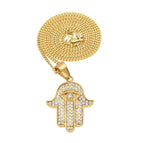 Diamond-embedded Fatima eyes + 3mm24inch Cuban chain