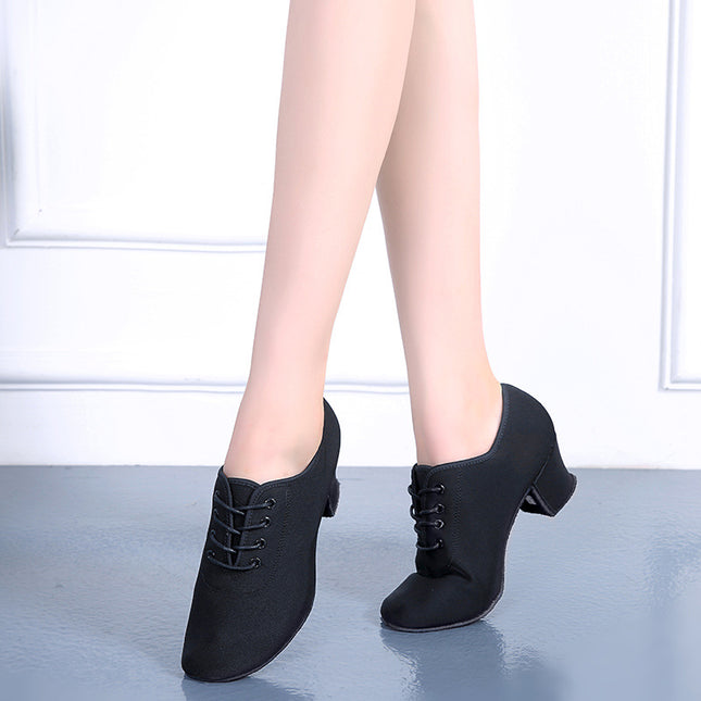 Dancing Shoes Women's Dancing Shoes Soft-soled Latin Dance Shoes Middle-heel Square Dance Teacher Shoes Adult Breathable Single-layer Shoes