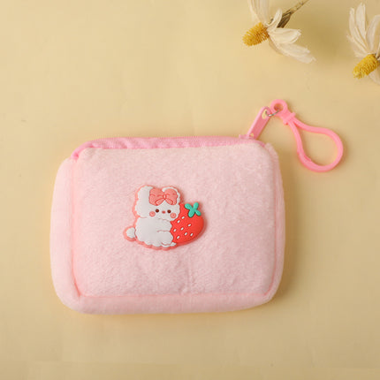 Cute plush coin purse children girl heart student mini wallet key storage bag portable earphone bag wholesale