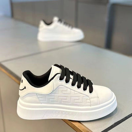 Men's Shoes New White Shoes Men's All-match Breathable Thick-soled Heightened Casual Sports Running Board Shoes Waterproof for Male Students