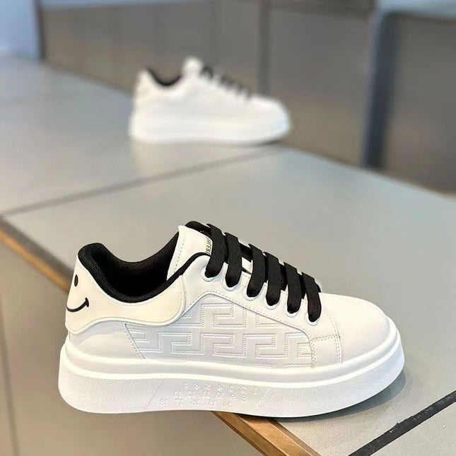 Men's Shoes New White Shoes Men's All-match Breathable Thick-soled Heightened Casual Sports Running Board Shoes Waterproof for Male Students