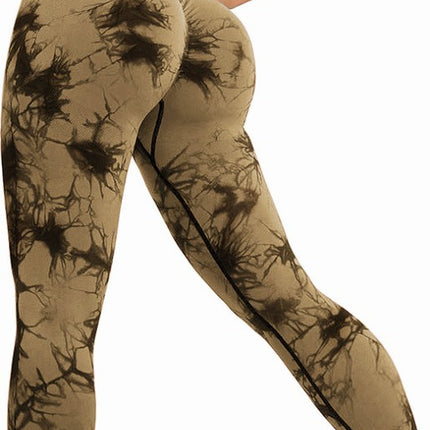 High-Waisted Tie-Dye Butt-Lifting Fitness Pants, Breathable Peach-Lift Compression Training Nine-Point Yoga Pants Define