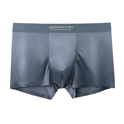 2025 New Men's Underwear Ice Silk Antibacterial Silky Brocade Satin Extended Anti-Wear Leg Sports Boys' Boxer Briefs