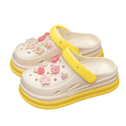 Trendy Chinese-Style Perforated Sandals for Women, Summer Outdoor Beach Thick-Soled Ultra-Soft 2025 New Closed-Toe Sandals for Women