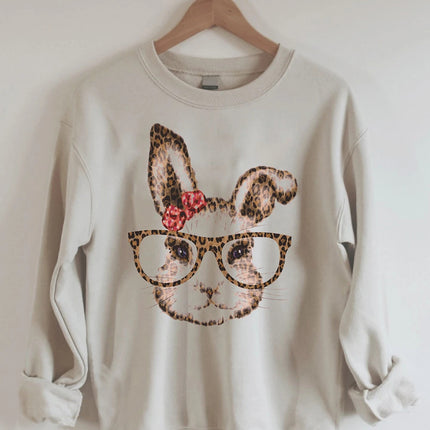 2023 European and American New Product wish Easter Cute Rabbit Couple Print Large Size Loose Casual Round Neck Sweatshirt