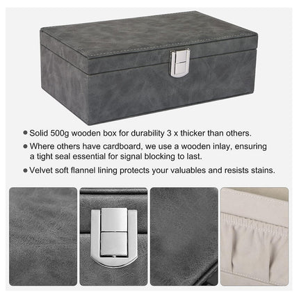 New Crazy Horse Pattern Car Shielded Key Case Oversized Faraday Box Car Key Phone RFID Box Key Box