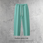 Straight pants-medium green / S