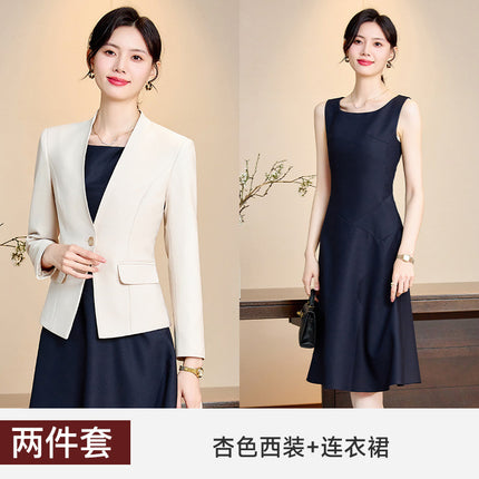 Pink Suit suit Women's Autumn New Goddess Business Wear Work Clothes Suit dress Two-piece Fixation