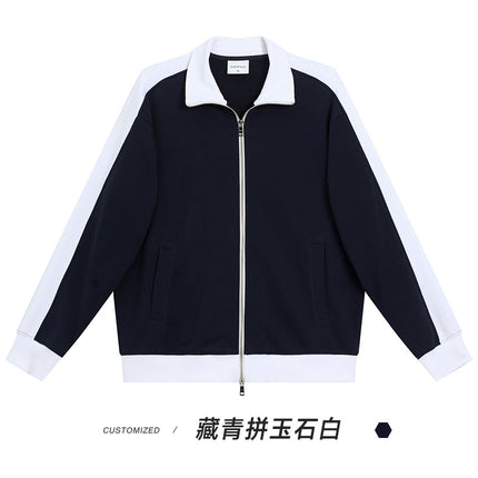 wine red 380g blockbuster fashion brand zipper cardigan coat autumn and winter color matching long sleeve solid color basic stand collar sweater men